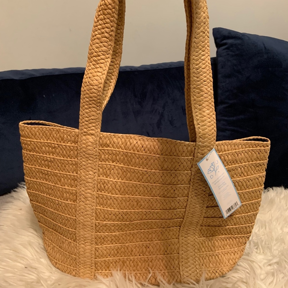 DRAPER JAMES SHOULDER STRAW BAG